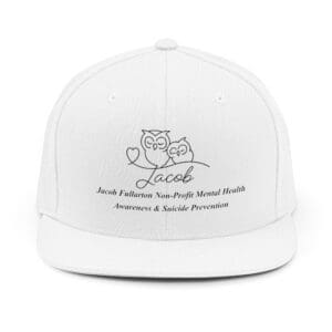 White cap with a cute pig illustration and text.