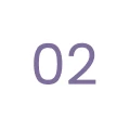 The number 02 in purple on a white circular background.