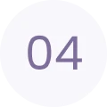 A purple number 04 on a white hexagonal background.
