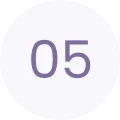 A purple number 05 on a white circular background.